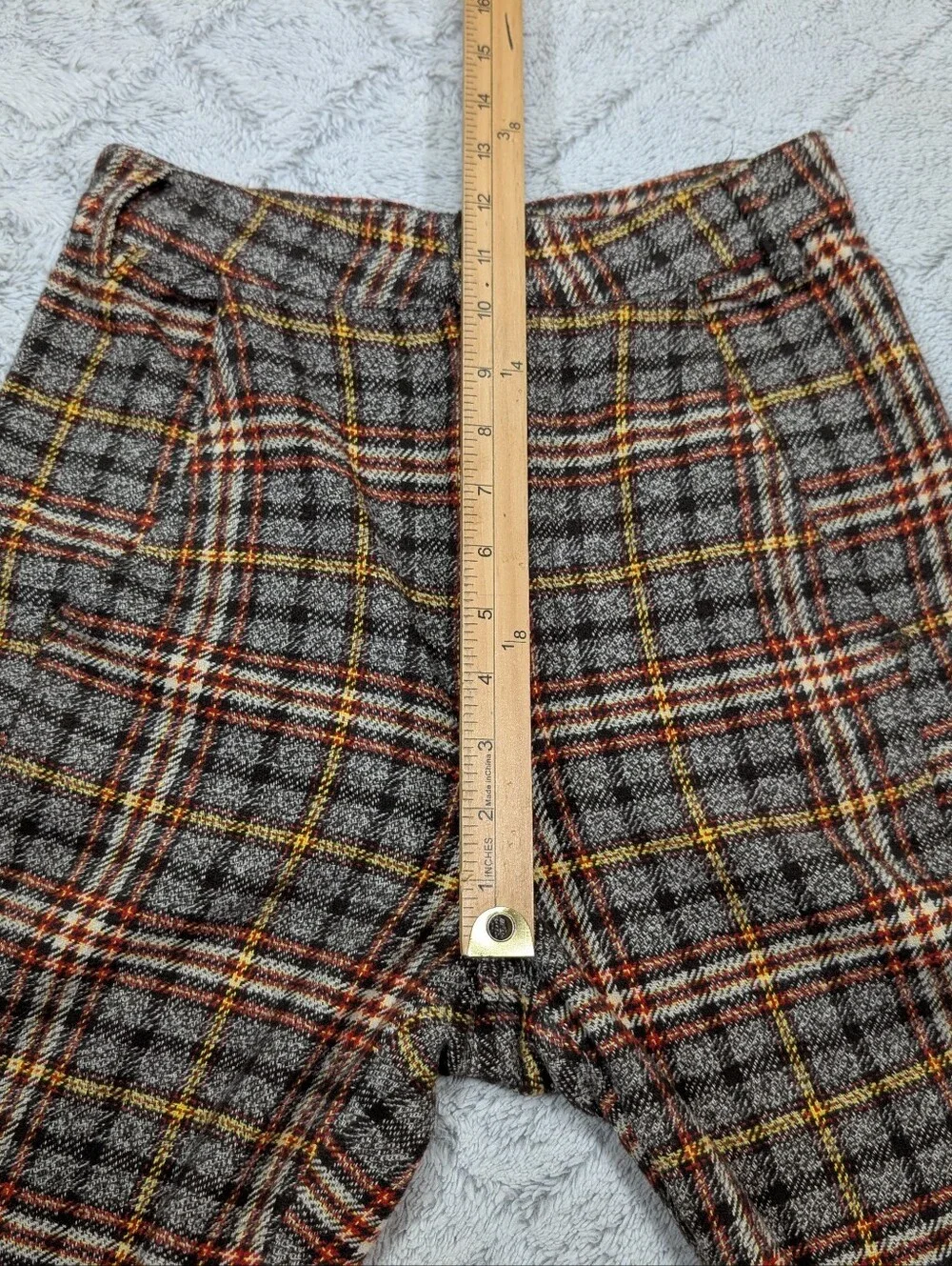 Free People Pants Womens 2 Brown Plaid Combo Shape Up Trouser Wide Straight